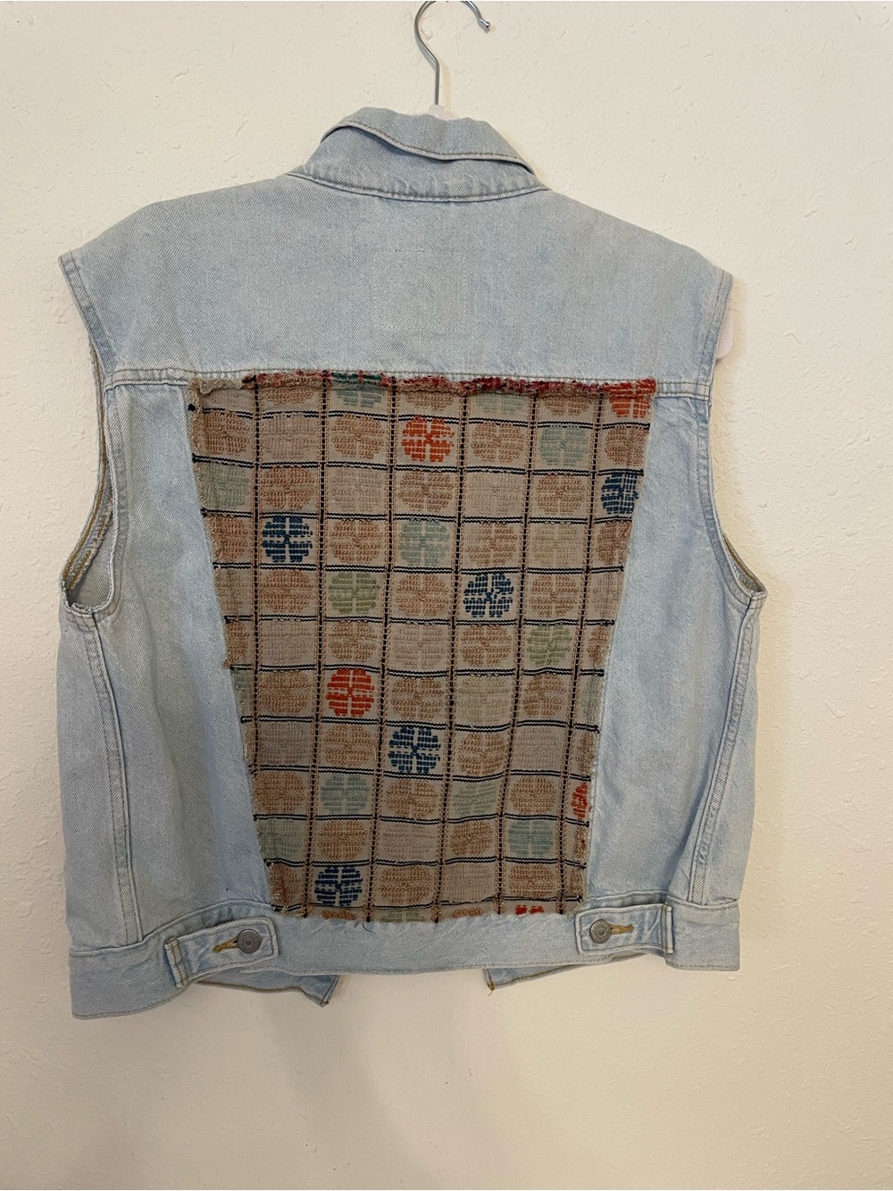 Levi's Light Blue Denim Vest with Patterned Patch Back